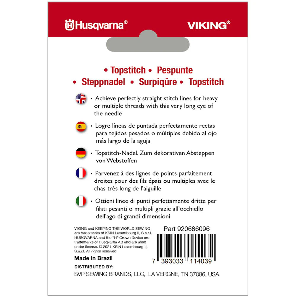 Husqvarna Viking Topstitch Needles 80/12 5-Pack